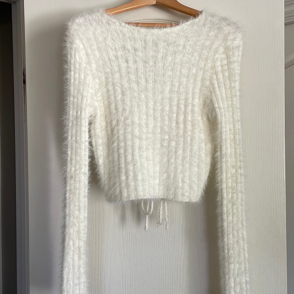 White soft fuzzy sweater- Etophe studios